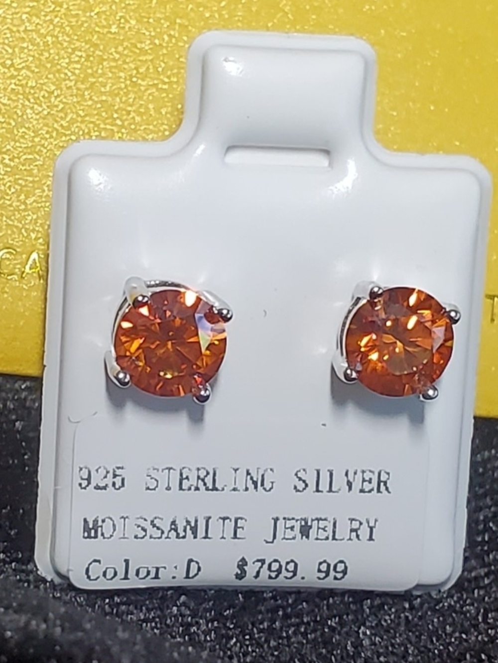 Sterling Silver 925 CanteloupeOrange Moissanite Stud Earrings  GRA Certification